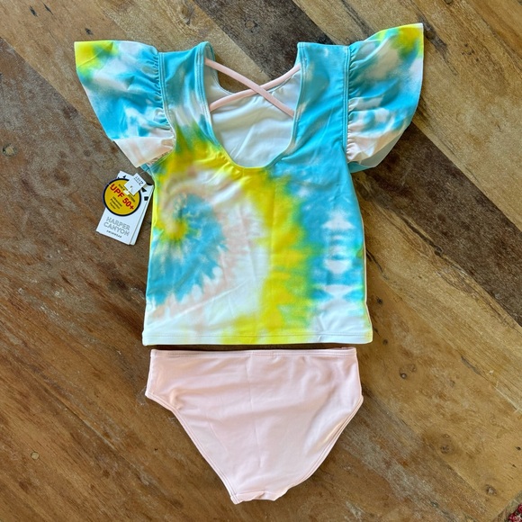 Swim Suit Girls 6 New With Tag Two Piece Tie Dye SPF 50 - Picture 4 of 7